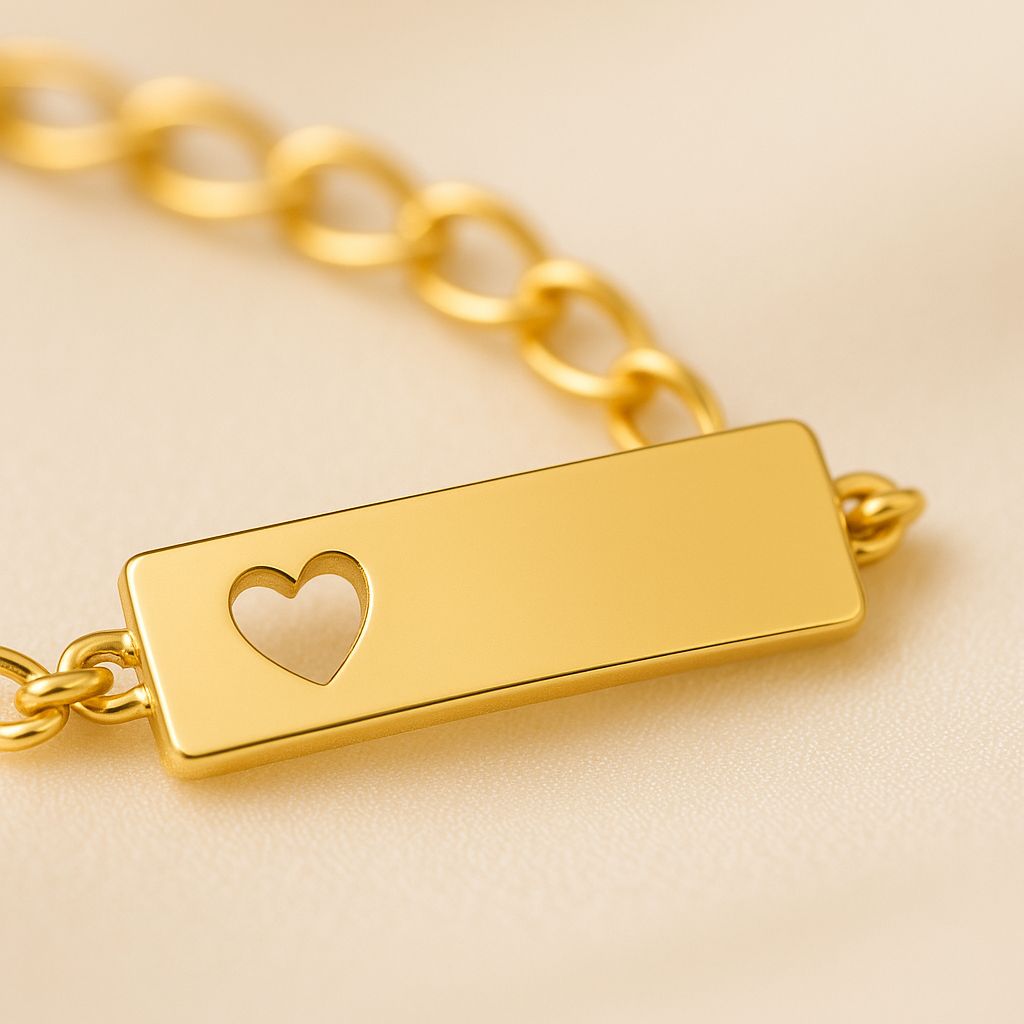 Pulseira Coração Vazado - Banhada a Ouro 18K