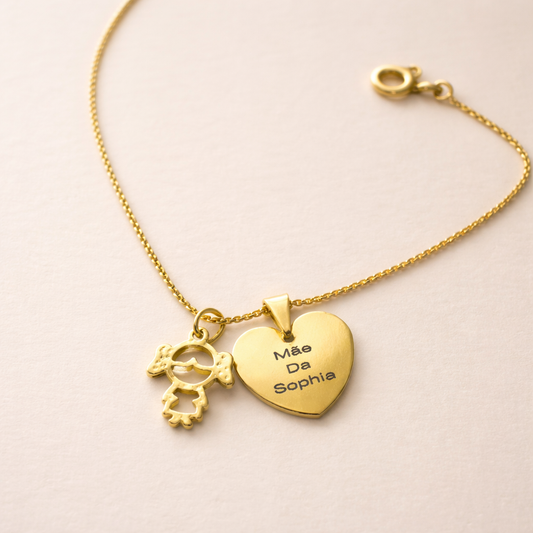 Colar de Mãe – Coração de Amor com Nome do Filho(a)