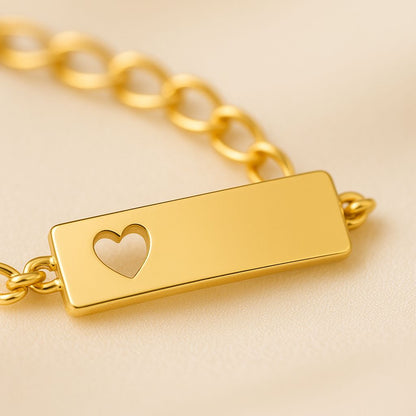 Pulseira Coração Vazado - Banhada a Ouro 18K